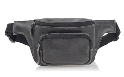 Produktbild von Belveder Gürteltasche aus grauem Wildleder, Vintage-Bauchtasche für den Alltag und für Reisen, kompakt und praktisch, Modell BL03