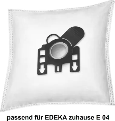 A white vacuum cleaner bag with a black plastic fitting.