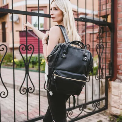 Produktbild von Lederrucksack schwarz, großer Tagesrucksack, für Arbeit