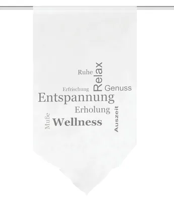 Produktbild von Fensterbehang AUSZEIT, Voile Digitaldruck, transparent, Dreiecksabschluss