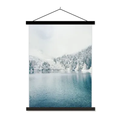 Produktbild von MuchoWow® Textilposter Winter - Wasser - Schnee 40x53 cm mit schwarzem Rahmen - Abbildung