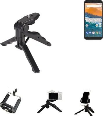 Produktbild von K-S-Trade Stativ Tisch-Ständer Dreibein Handy-Stativ Ständer kompatibel mit General Mobile GM 9 Pro Mini-Stativ Smartphone Tripod Handy-Stativ aus
