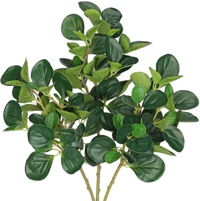 Obrázek produktu pro Sada umělých fíkusů, 55 cm, 3 kusy, realistické listy, zelená barva