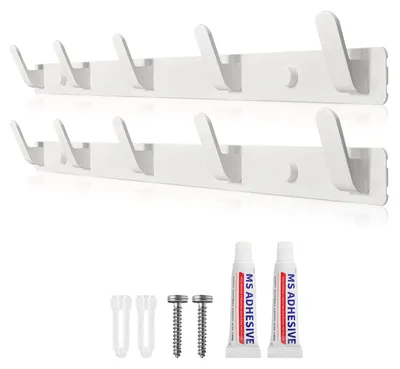 Productafbeelding van Kapstok wit - Metaal - 10 haken - 43 cm