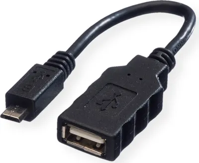 Produktbild von ROLINE USB 2.0 Kabel, USB 2.0 Typ Micro B - Typ A BU, OTG, 0,15 m