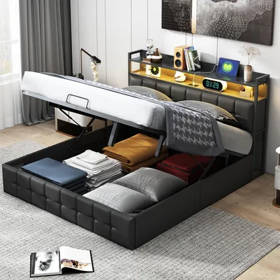 Produktbild von Doppelbett mit LED und USB-Ladefunktion 140 x 200 cm