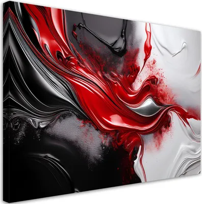 Produktbild von Leinwandbild Rot-Schwarz 3D-Abstraktion 100x70 Feeby Rot bild für die wand bereit zum aufhängen
