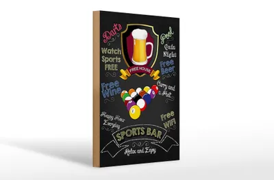 Produktbild von Holzschild Spruch 20x30cm sports bar Beer Bier relax enjoy