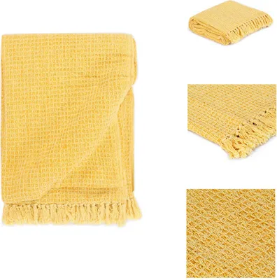 Produktbild von vidaXL Überwurf Baumwolle 220x250 cm Senfgelb -  Decken