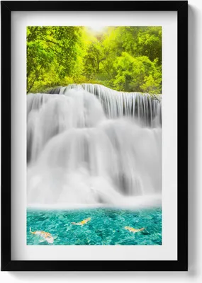 Produktbild von Huai Mae Khamin Wasserfall in Thailand– Wandbild mit Rahmen – Gerahmtes Bild  – Wanddekoration – 40x60 cm –  Schwarz