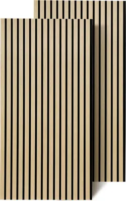 Obrázek produktu pro Izrielar akustické panely 120*60*2,1cm dřevěné MDF stěnové panely lamelové obložení obložení stěn interiérové dekorace zvukově pohlcující vhodné do každé místnosti 1x šedá, dub, černý ořech, dřevo