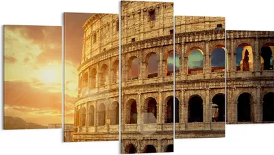 Produktbild von Bild auf Leinwand - Leinwandbild - Coloseum Roma Architektur Italien - 160x85cm - Wand Bild - Wanddeko - Leinwanddruck - Bilder - Kunstdruck - Leinwand bilder - Wandkunst - EA160x85-2966