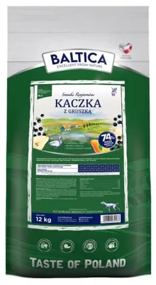 Produktbild von Baltica Adult Ente mit Birne M/L 12kg Getreidefreies Trockenfutter für mittelgroße und große Hunde