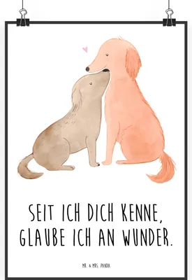 Produktbild von Mr. & Mrs. Panda Bild Hunde Liebe DIN A0 - Weiß - Geschenk, Herz, Deko, Wunder, Optimitisch, wanddeko, Hund, Vertrauen, kunstdruck poster, kunstposter, Sprüche, drucke