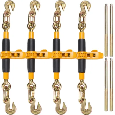 Obrázok produktu pre VEVOR račňový napínač na upevnenie reťaze 0,8-0,9 cm, nosnosť 3220 kg, 4-pack, s úchopným hákom, upevňovacie prvky pre prepravné reťaze, prívesy, plošinové nákladné vozidlá