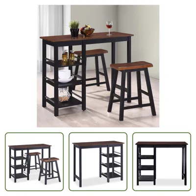 Produktbild von The Living Store Bar Set 3 Stück MDF Schwarz