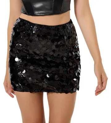 Produktbild von Glitzer Rock Pailettenrock für Damen y Minirock Hüftrock mit Elastische Taill