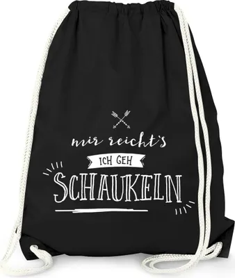 Produktbild von Turnbeutel - Mir reichts ich geh schaukeln - Sprüche Spruch Gymbag Moonworks® schwarz unisize