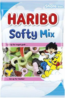Produktbild von Haribo Softy Mix weiches Fruchtgummi Lakritz Dänisch 325g