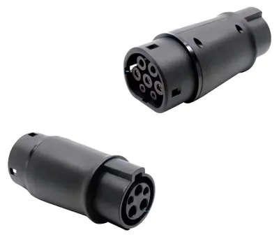 Zdjęcie produktu dla Adapter do ładowania pojazdów elektrycznych, kompatybilny z gniazdami typu 1 i typu 2, prąd 32A, moc 7,2 kW, przejściówka z typu 1 na typ 2