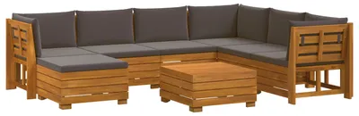 Immagine prodotto di Set divano da esterno vidaXL con 8 cuscini, marrone, legno massello di acacia