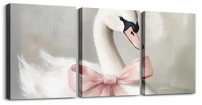 3er Set Schwan-Poster, Pastellrosa, Abstrakt, Leinwand, 30x40 cm