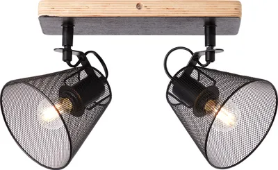 Produktbild von BRILLIANT schwarzer Spotbalken WHOLE | Deckenleuchte mit 2x E14 Fassung max. 40W | Köpfe schwenkbar| Metall/Holz