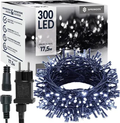 Obrázek produktu pro LED světelný řetěz - 17,5m, 300LED, 8 funkcí, IP44, studená bílá