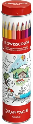 Productafbeelding van CARAN D'ACHE Swisscolor Aquarelpotloden Set, 18 kleuren, wateroplosbare inktpotloden