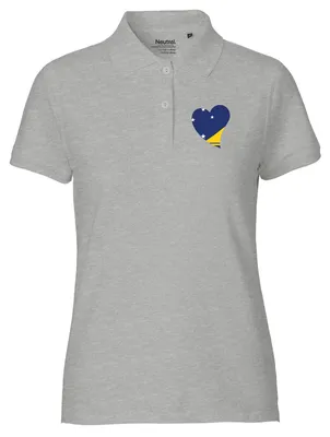 Produktbild von Huuraa Damen Polo Shirt Tokelau Flagge Herz XXL Sport Grey Bio Baumwolle Fairtrade Poloshirt Geschenkidee