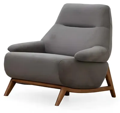 Obrázek produktu pro Elegantní křeslo v šedé barvě s moderním designem a dřevěnými nohami
