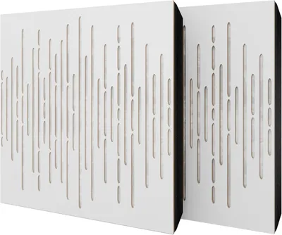 Immagine prodotto di Set di 6 pannelli acustici WAVE in velluto, 50x50x5 cm, bianco/bianco – include kit di montaggio