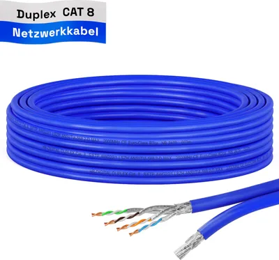 Produktbild von hb-digital 5m Netzwerkkabel CAT 8 Duplex max. 2000 MHz S/FTP AWG22 LSZH blau