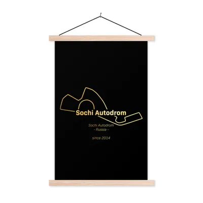 Produktbild von MuchoWow® Textilposter Sotschi - Rennstrecke - F1 120x180 cm mit holzfarbenen Rahmen - Textil-Plakat