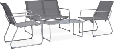Produktbild von The Living Store 4-tlg. Garten-Lounge-Set Stoff und Stahl Grau