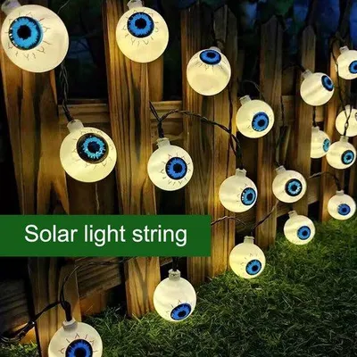 Produktbild von Solar-Lichterketten - Dekorative Beleuchtung - Festliche Dekoration - Wasserfest - 50 LED Warmweiß - Farbwechselnd