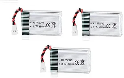 Zdjęcie produktu dla Zestaw 3 akumulatorów Lipo 850mAh 3.7V do dronów quadrocopterów Syma X5SC X5SW | Dostawca Włoski | Wymiary: 48,5 x 29,5 x 14,50 mm, Srebrny