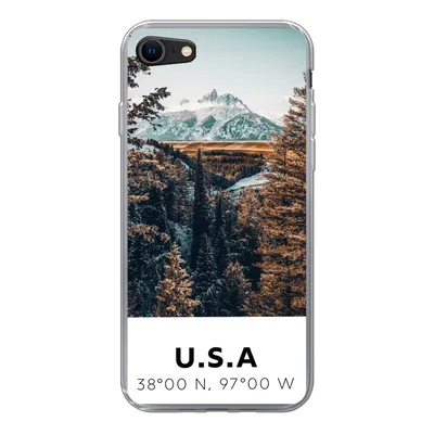 Produktbild von MuchoWow® Handyhülle Schutzhülle Hülle für iPhone SE 2020 Amerika - Berge - Bäume Silikon Softcase Handy Hülle - Kartenbesitzer