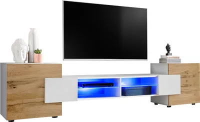 Produktbild von Komodee | TV-Schrank mit 2 Türen Merano | Korpus Weiß Frontfarbe Wotan und Weiß