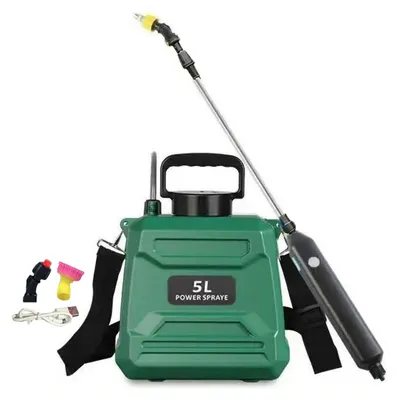 Produktbild von Elektrische Gartenspritze (1,3/2,1 Gallonen) mit integriertem 18650-mAh-Akku und Teleskop-Sprührohr zum Bewässern von Pflanzen und Reinigen von Glasflächen.
