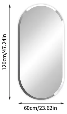 Produktbild von Ovaler Wandspiegel Badspiegel - Rahmenloser Spiegel - 120 x 60 cm - Facettenschliff - Längsoval - Wandmontage - Silber