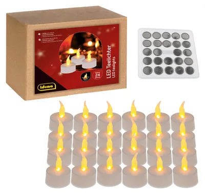 Productafbeelding van Led-theelichtje, elektrische kaarsen met flikkerend licht, inclusief batterijen, decoratie voor bruiloft, feest, Kerstmis, Pasen, als sfeerlicht