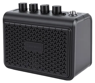 Obrázok produktu pre Prenosný gitarový zosilňovač s výkonom 10 W, Bluetooth, reproduktor, AUX vstup, 2 kanály (čistý a skreslený), dobíjateľná batéria, tichý konektor pre slúchadlá, malý reproduktor na cvičenie doma alebo vonku