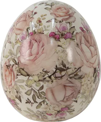 Produktbild von Clayre & Eef Figur Ei Ø 14x16 cm Rosa Keramik Blumen