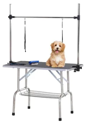 Obrázek produktu pro Stůl pro psy – nastavitelný stolek pro péči o psy | Barva: Černá | Rozměry: 107 x 60 x 170 cm