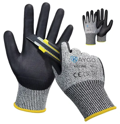 Imagen del producto de 2 pares de guantes de trabajo resistentes al corte, con agarre y comodidad