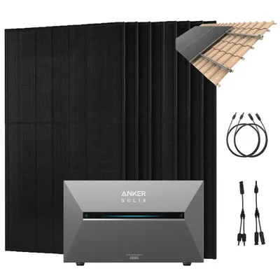 Produktbild von Anker SOLIX 4000W Balkonkraftwerk + Solarbank 3 Pro, 8×500W Module mit Halterung für Dachziegel