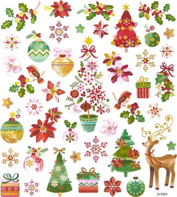 Produktbild von BUNTE WEIHNACHTS-Aufkleber Weihnachtsbaum Rentier 43St.
