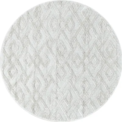 Produktbild von Teppich Wohnzimmer Hochflor Creme 160x160 Rund Geometrisches Design aus Polypropylen