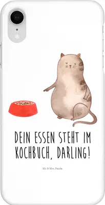 Produktbild von Mr. & Mrs. Panda Iphone XR Handyhülle Katze Fressen - Weiß - Geschenk, Handy Case, Premium Kunststoff